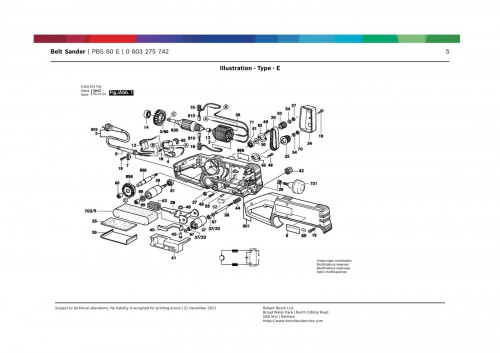 Bosch 0 603 275 742 Pbs 60 E Belt Sander 240 V Gb Spare Parts Pbs60e Spare 0603275742 from Spare Parts World